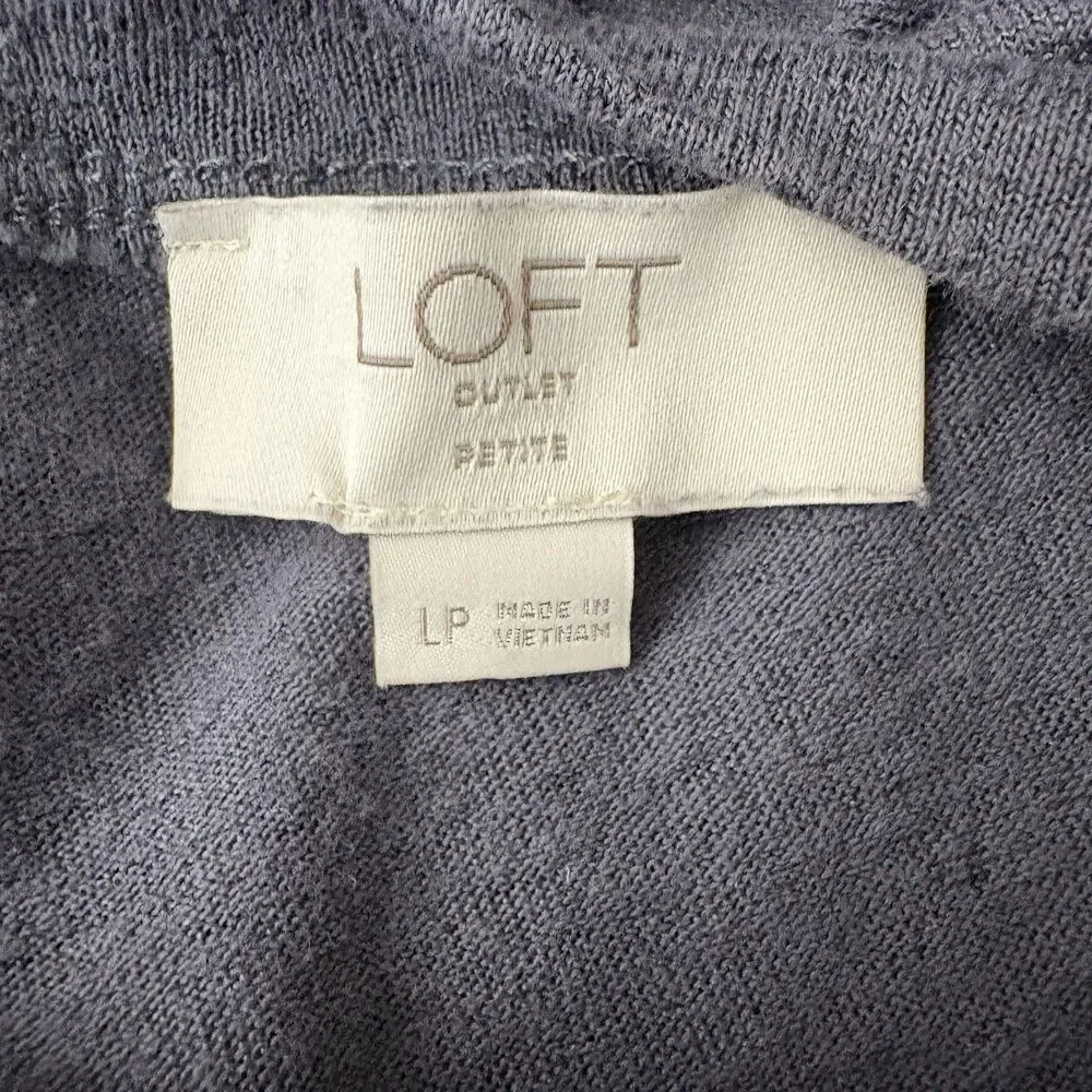 Loft Grey Gray Textured Terry Cloth High Neck Sleeveless Tank Size LP Petite
